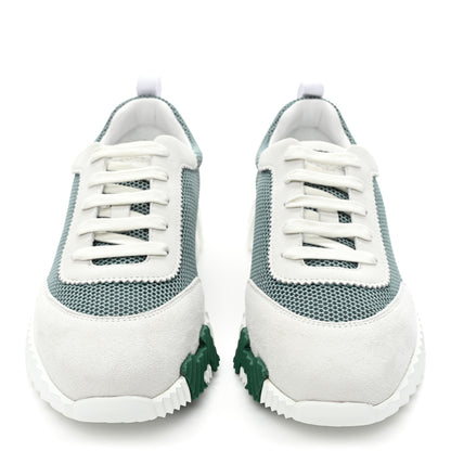 Hermes Air Mesh Suede Goatskin Bouncing Sneakers 40 Vert D'eau White 2 of 8
