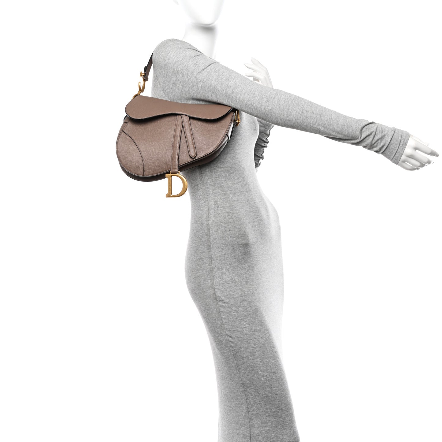 Grained Calfskin Saddle Bag Warm Taupe