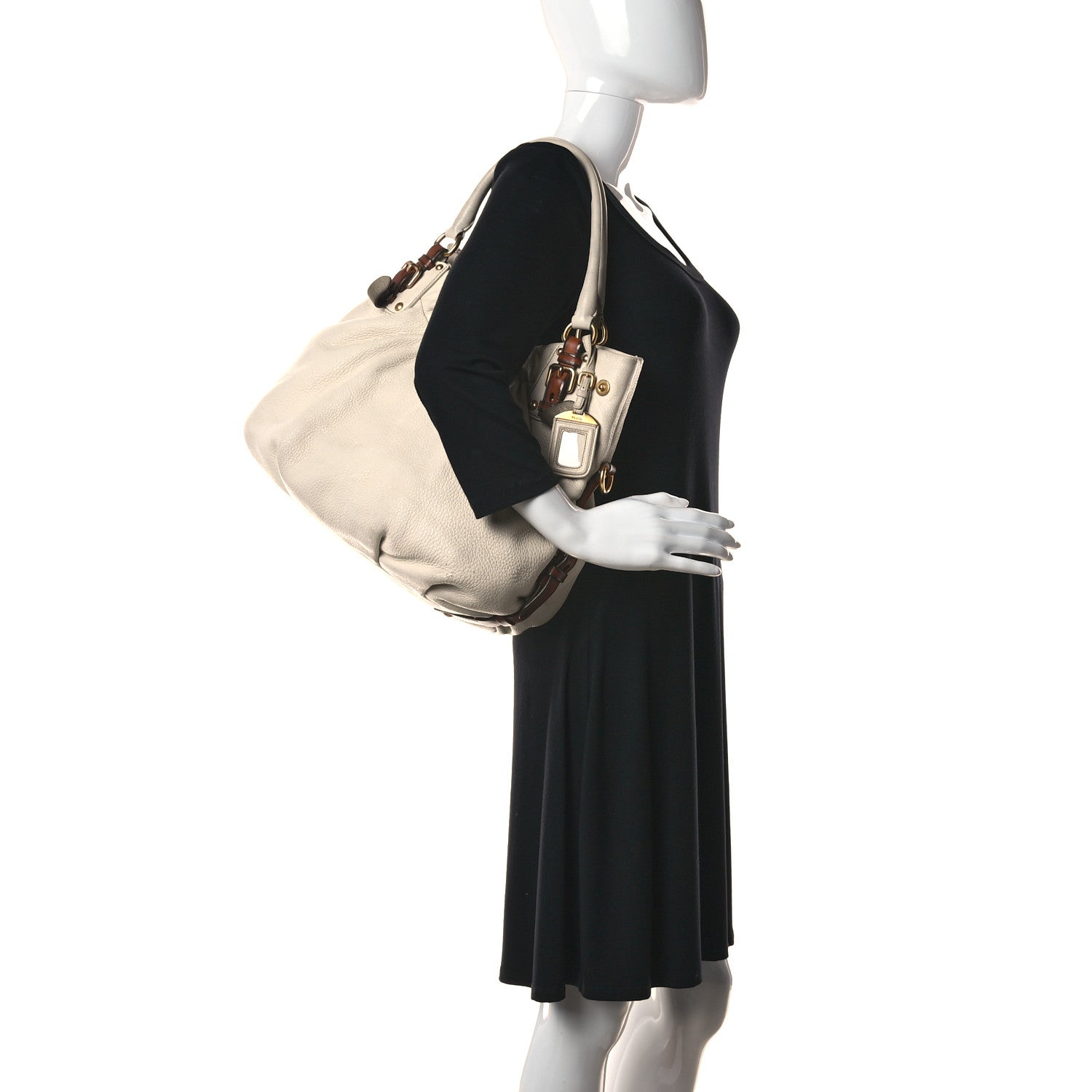 Prada Cervo Antik Shoulder Bag Talco 2 of 18