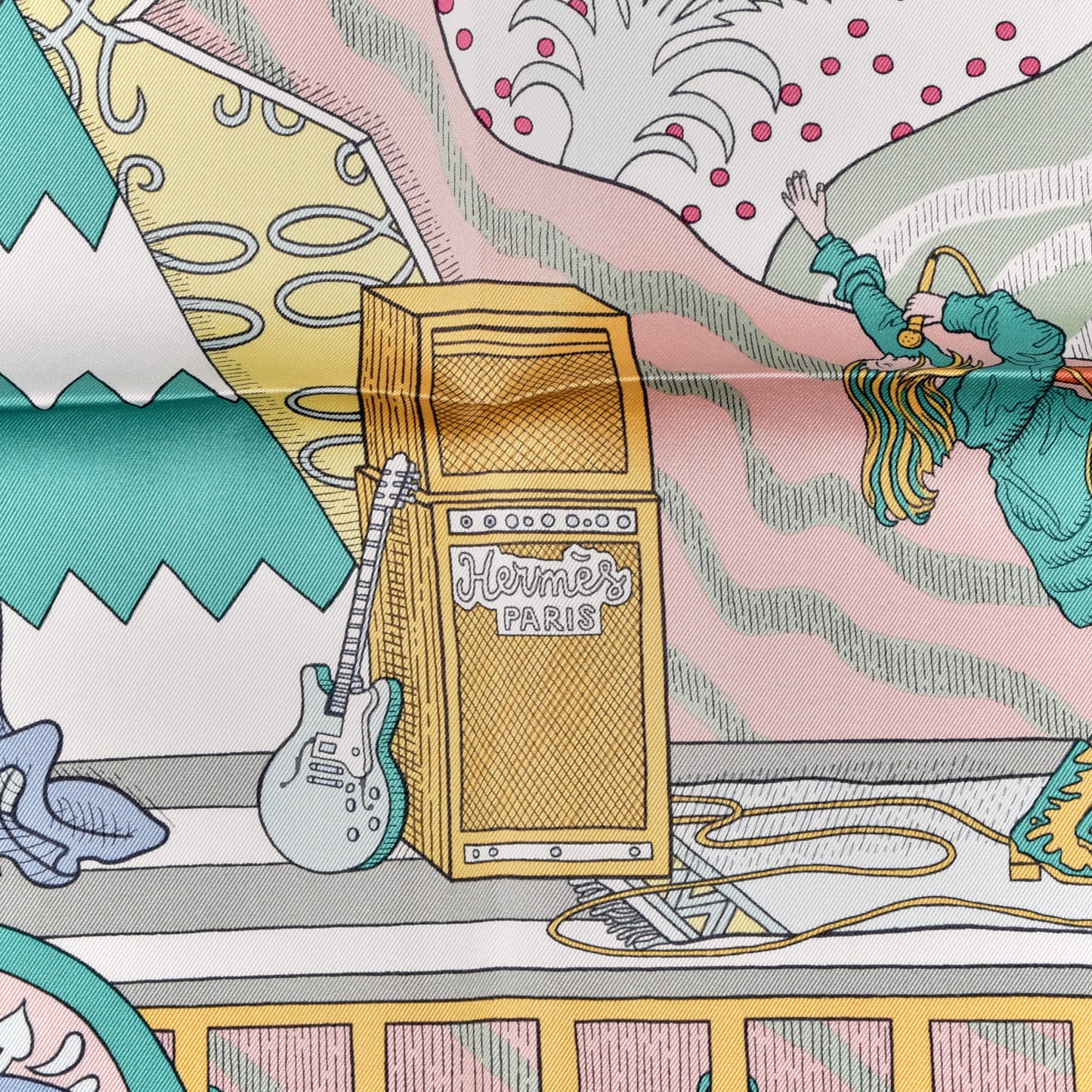 Silk Le Premier Chant Scarf 90 Abricot Ciel Vert