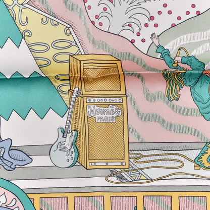 Hermes Silk Le Premier Chant Scarf 90 Abricot Ciel Vert 2 of 5