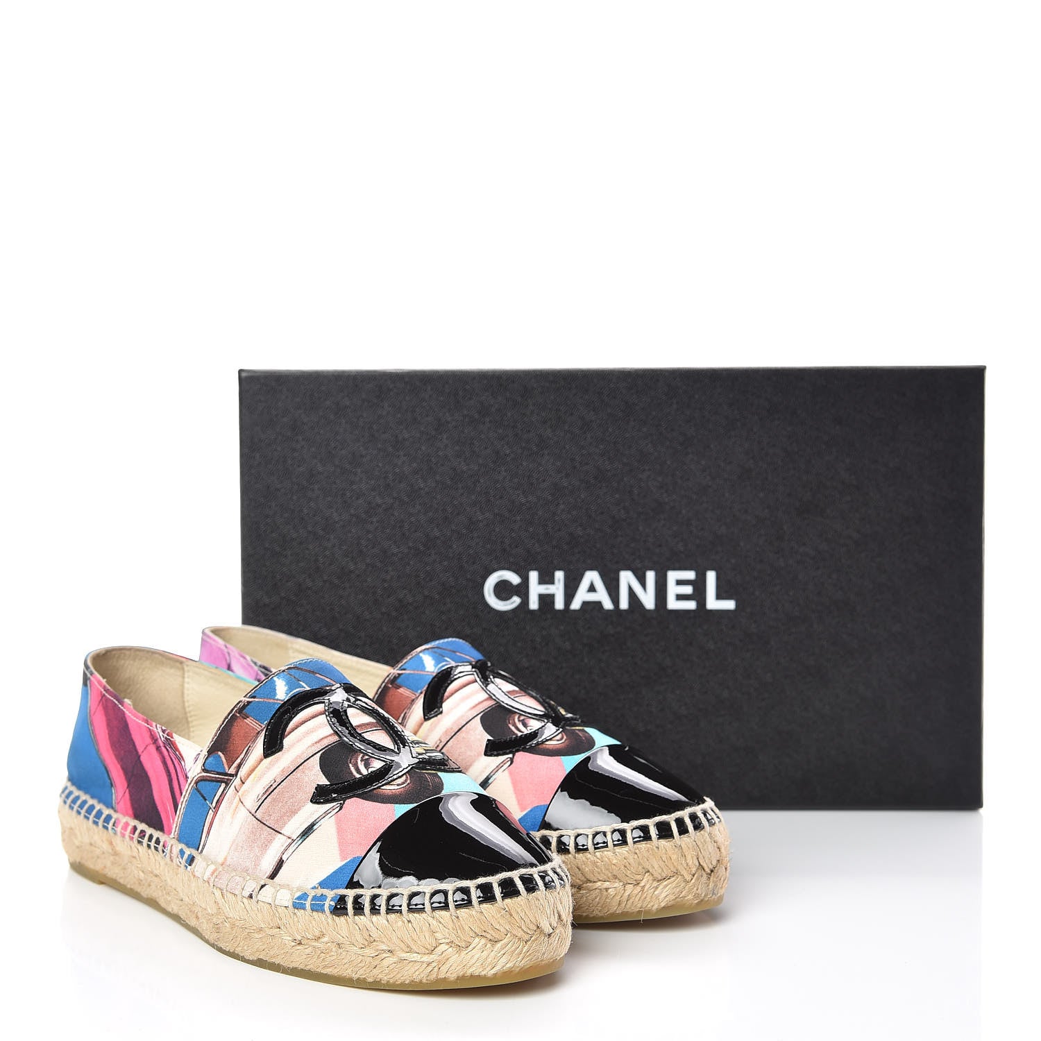 Chanel Fabric Patent CC Espadrilles 35 Multicolor Black 11 of 11
