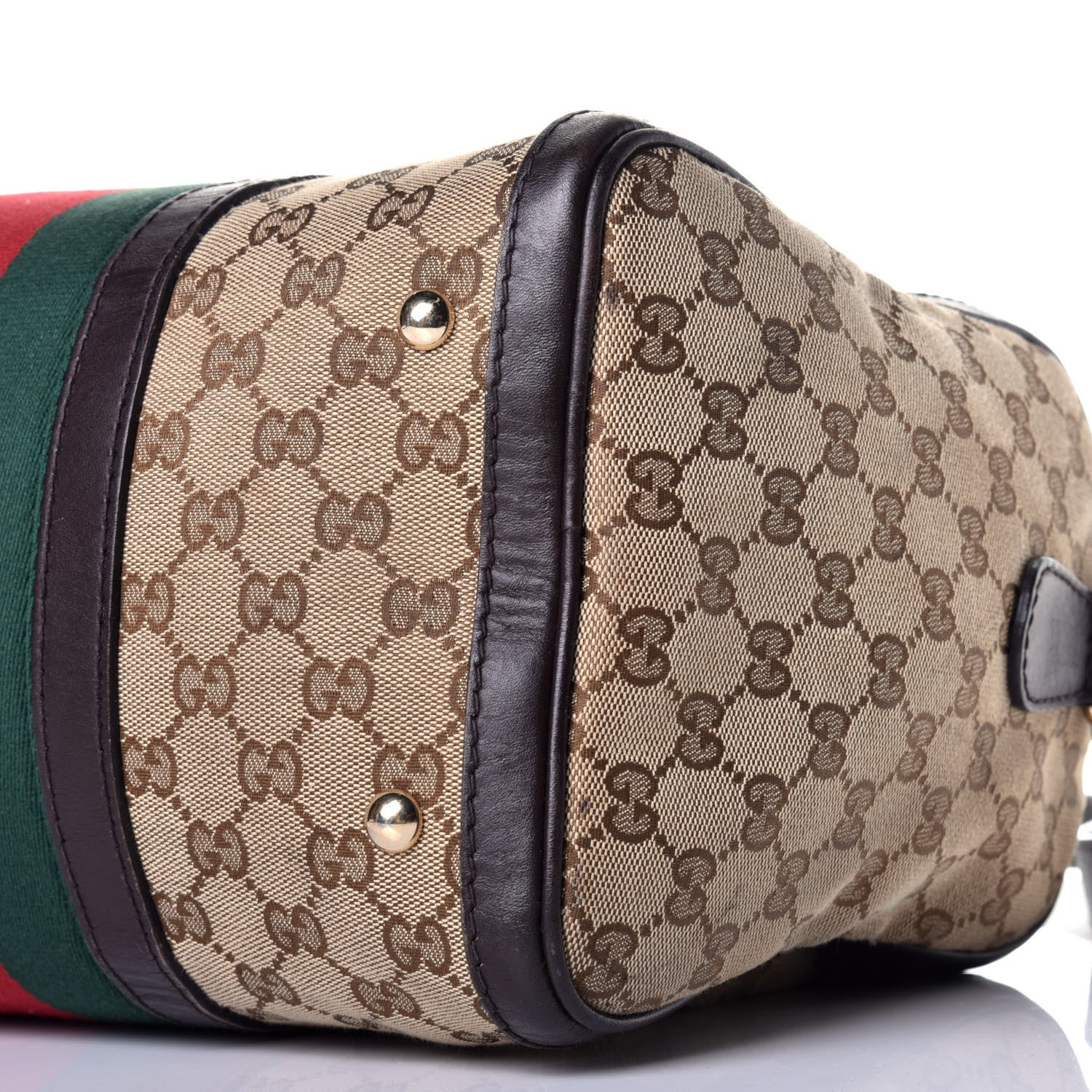 Gucci Monogram Vintage Web Medium Boston Dark Brown 10 of 11