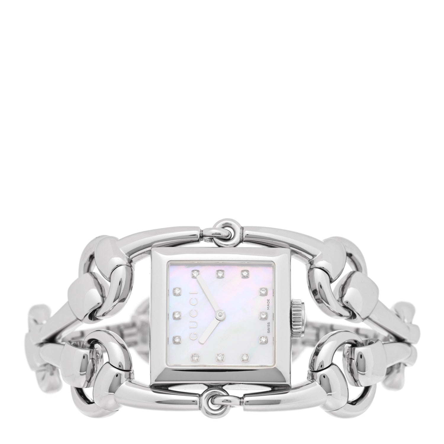 Gucci Stainless Steel Diamond Mother of Pearl 25mm Signoria Quartz Watch 2 of 4