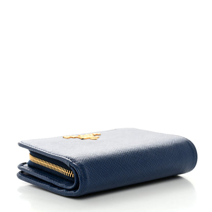 Prada Saffiano Metal Compact Wallet Cobalto 4 of 9