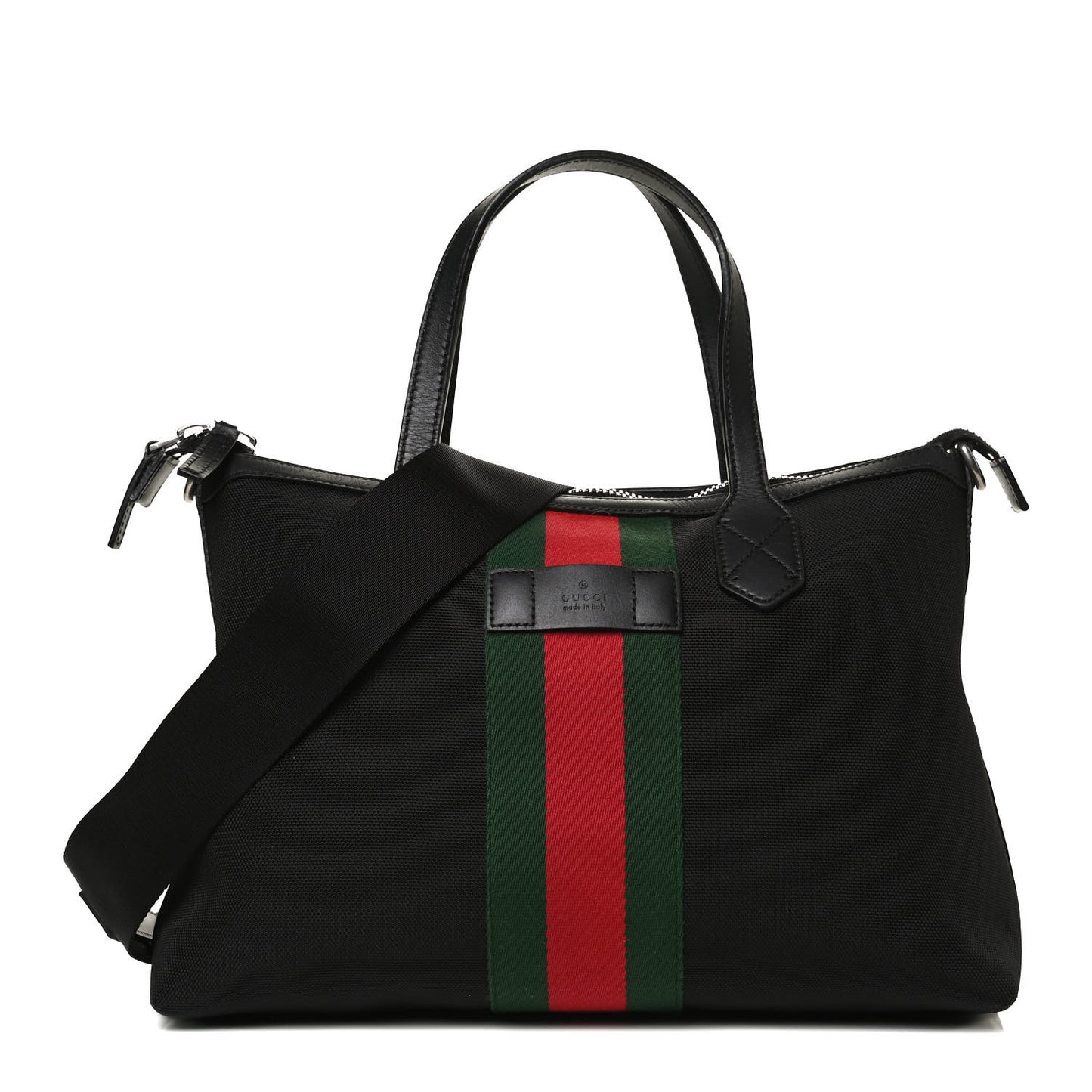 Nylon Web Top Handle Shoulder Bag Black
