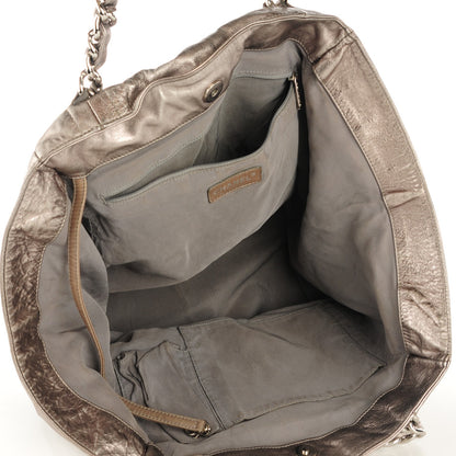 Chanel Metallic Cracked Calfskin Modern Chain Tote Dark Silver 5 of 8