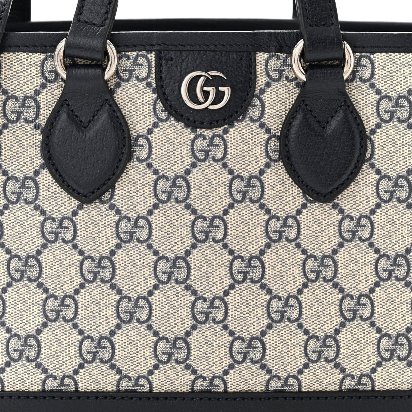 GG Supreme Monogram Textured Dollar Calfskin Mini Ophidia Shoulder Tote Bag Beige Blue