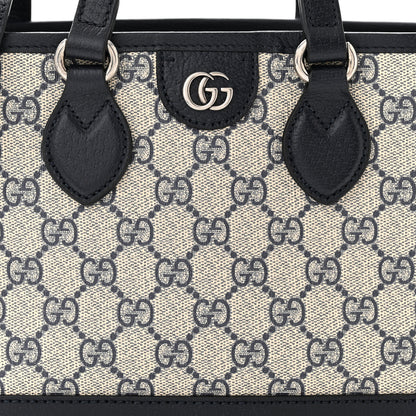 Gucci GG Supreme Monogram Textured Dollar Calfskin Mini Ophidia Shoulder Tote Bag Beige Blue 9 of 12