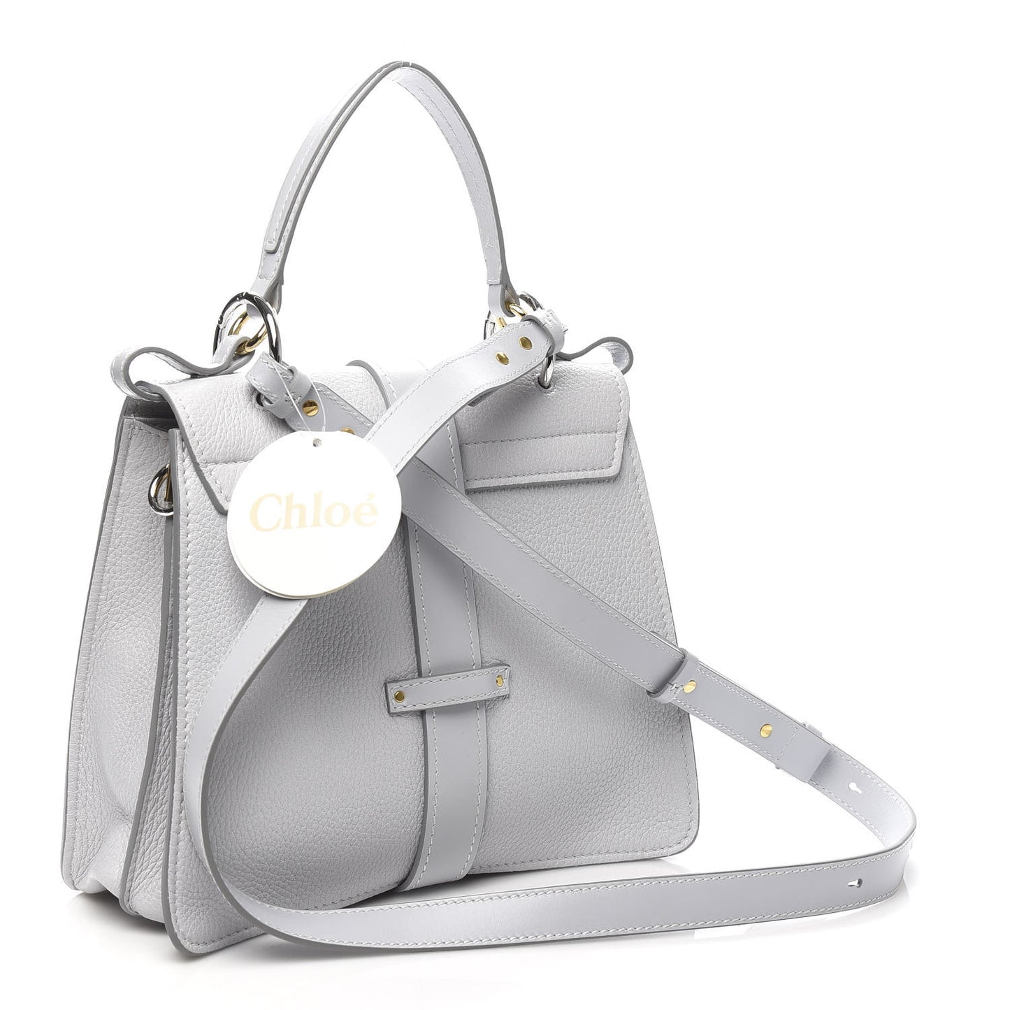 Shiny Grained Calfskin Medium Aby Day Shoulder Bag Airy Grey