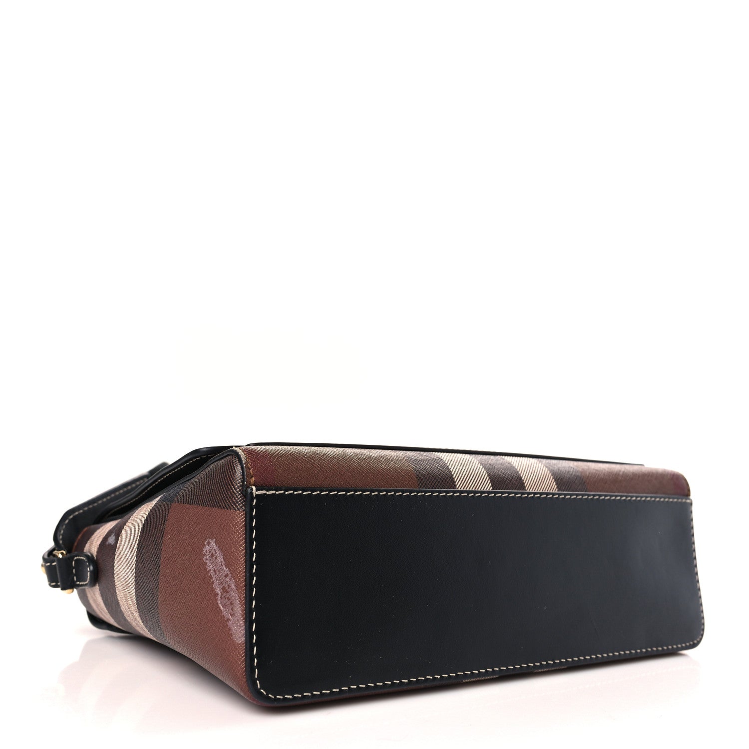 Burberry Coated Canvas Calfskin Vintage Check Medium Note Crossbody Bag Dark Birch Black 4 of 9