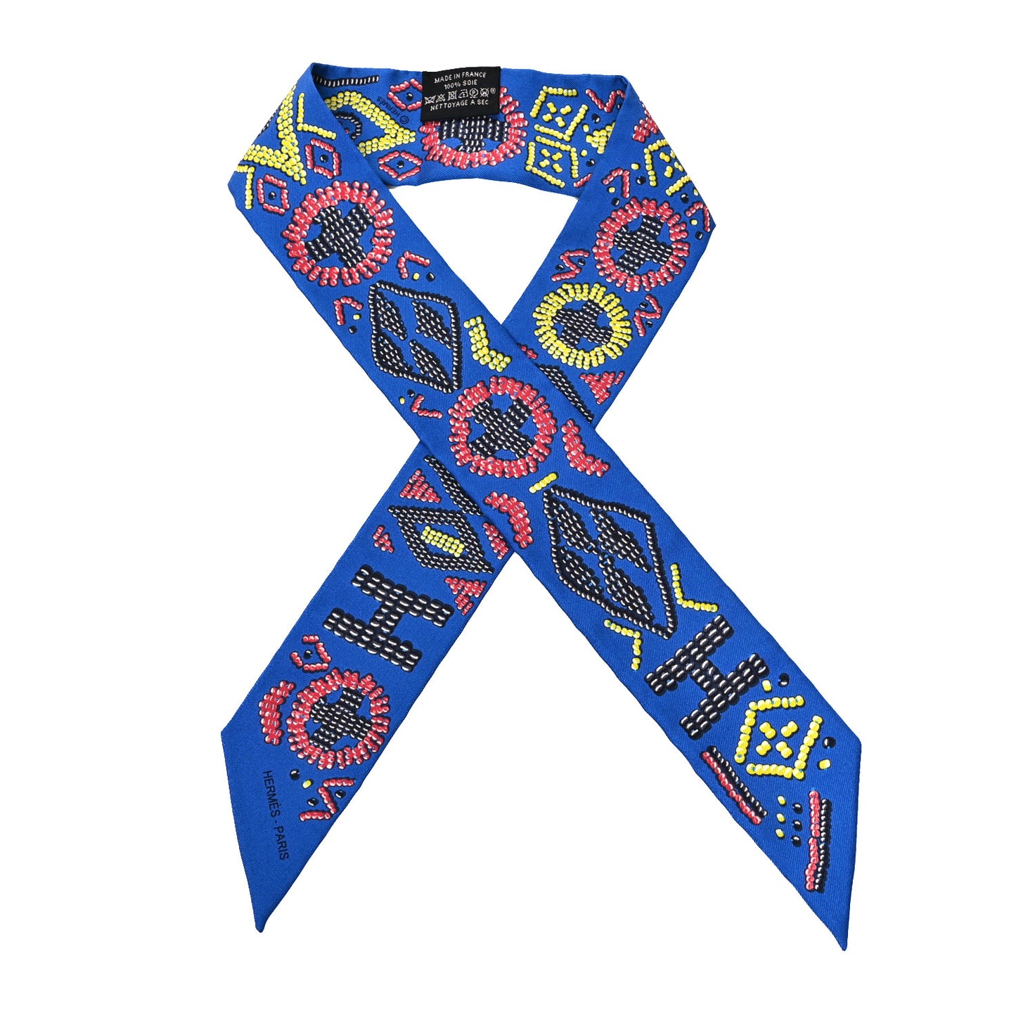 Silk Kelly En Perles Twilly Bleu Royal Jaune Framboise
