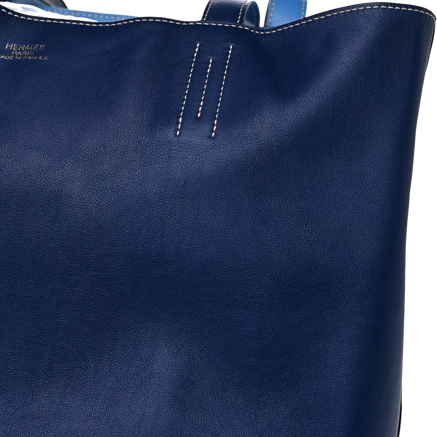 Taurillon Clemence Double Sens 45 Reversible Tote Bleu Encre Zellige