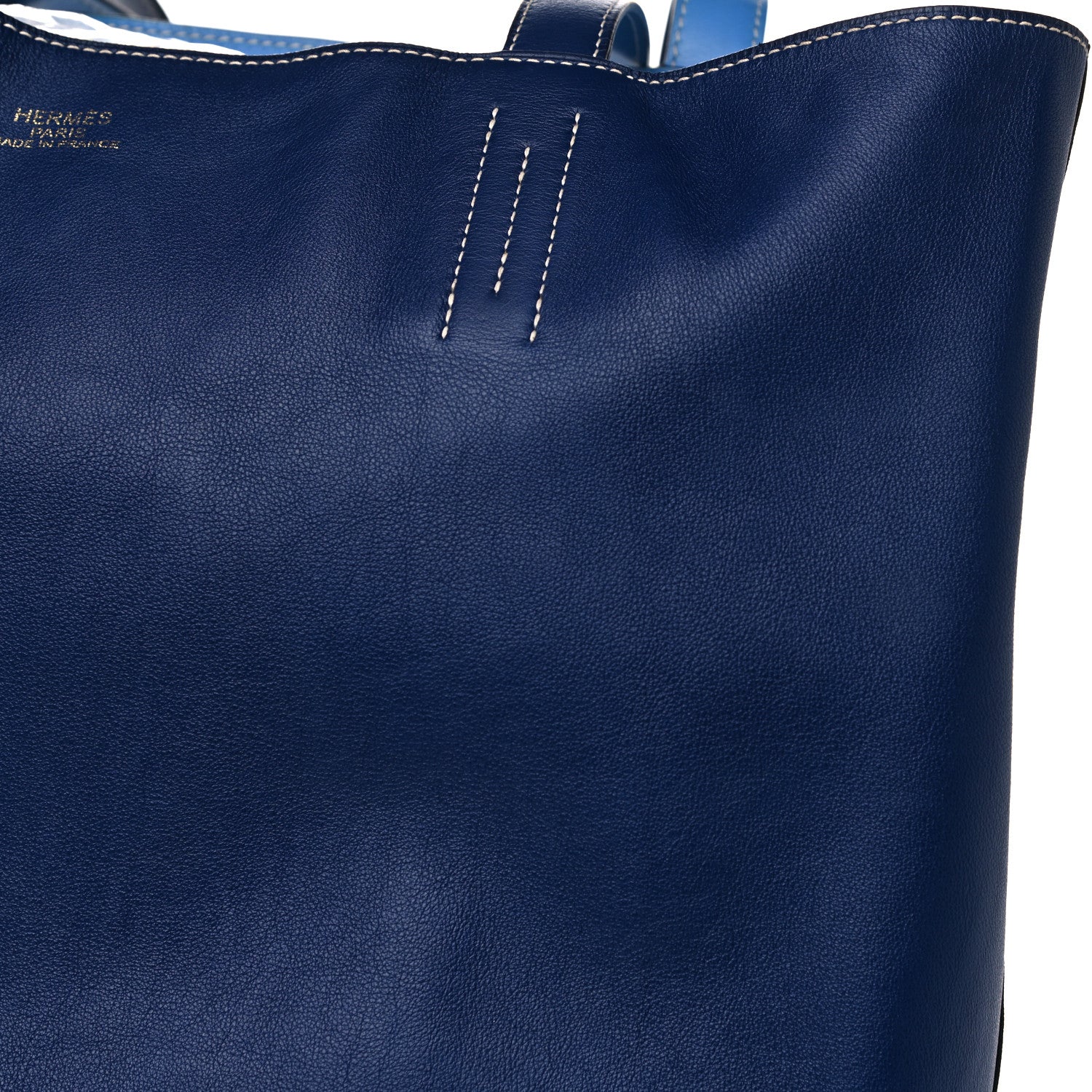 Hermes Taurillon Clemence Double Sens 45 Reversible Tote Bleu Encre Zellige 10 of 12