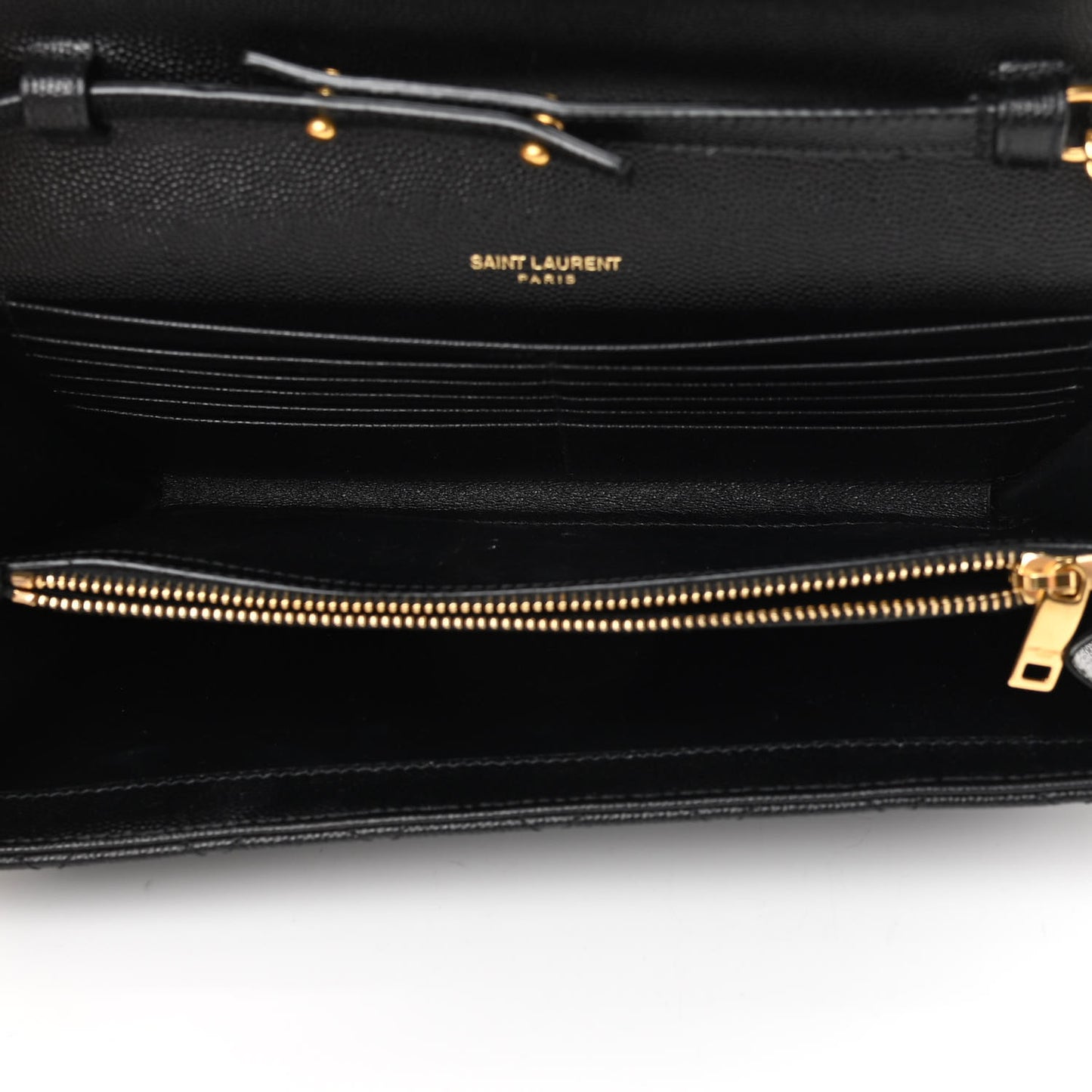Grain De Poudre Mixed Matelasse Triquilt Monogram Chain Wallet Black