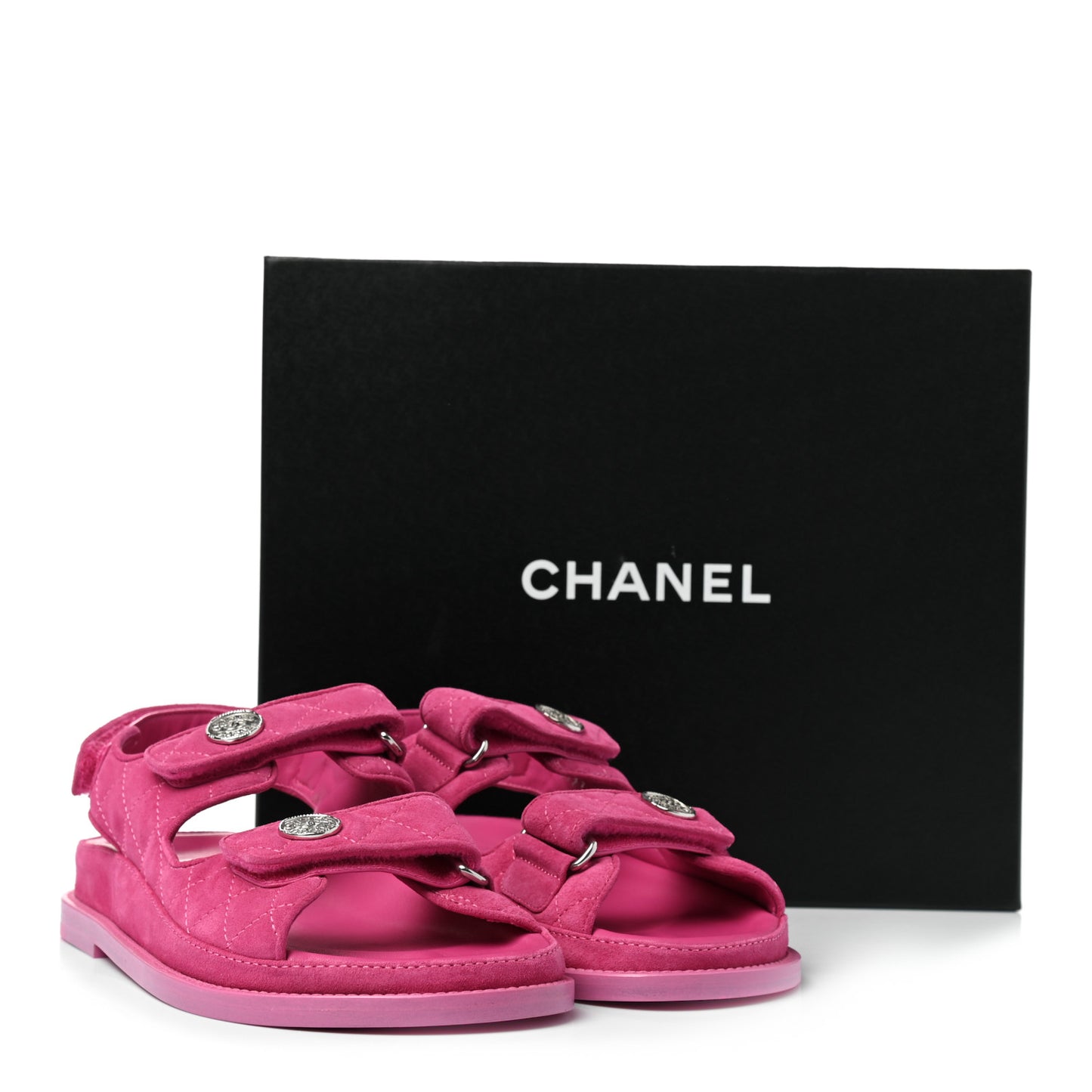 Suede Calfskin Velcro Dad Sandals 37 Pink