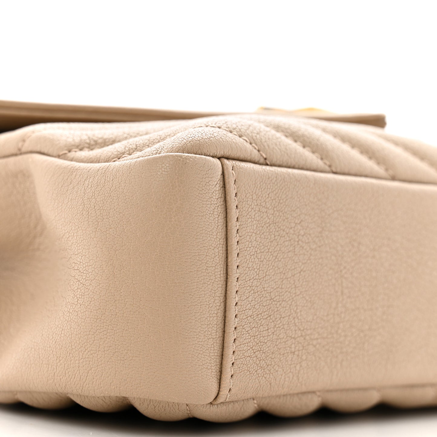 Sheepskin Matelasse Chevron Monogram Medium College Bag Dark Beige