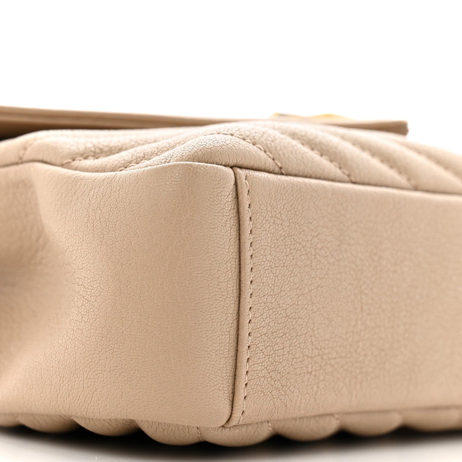 Saint Laurent Sheepskin Matelasse Chevron Monogram Medium College Bag Dark Beige 9 of 15