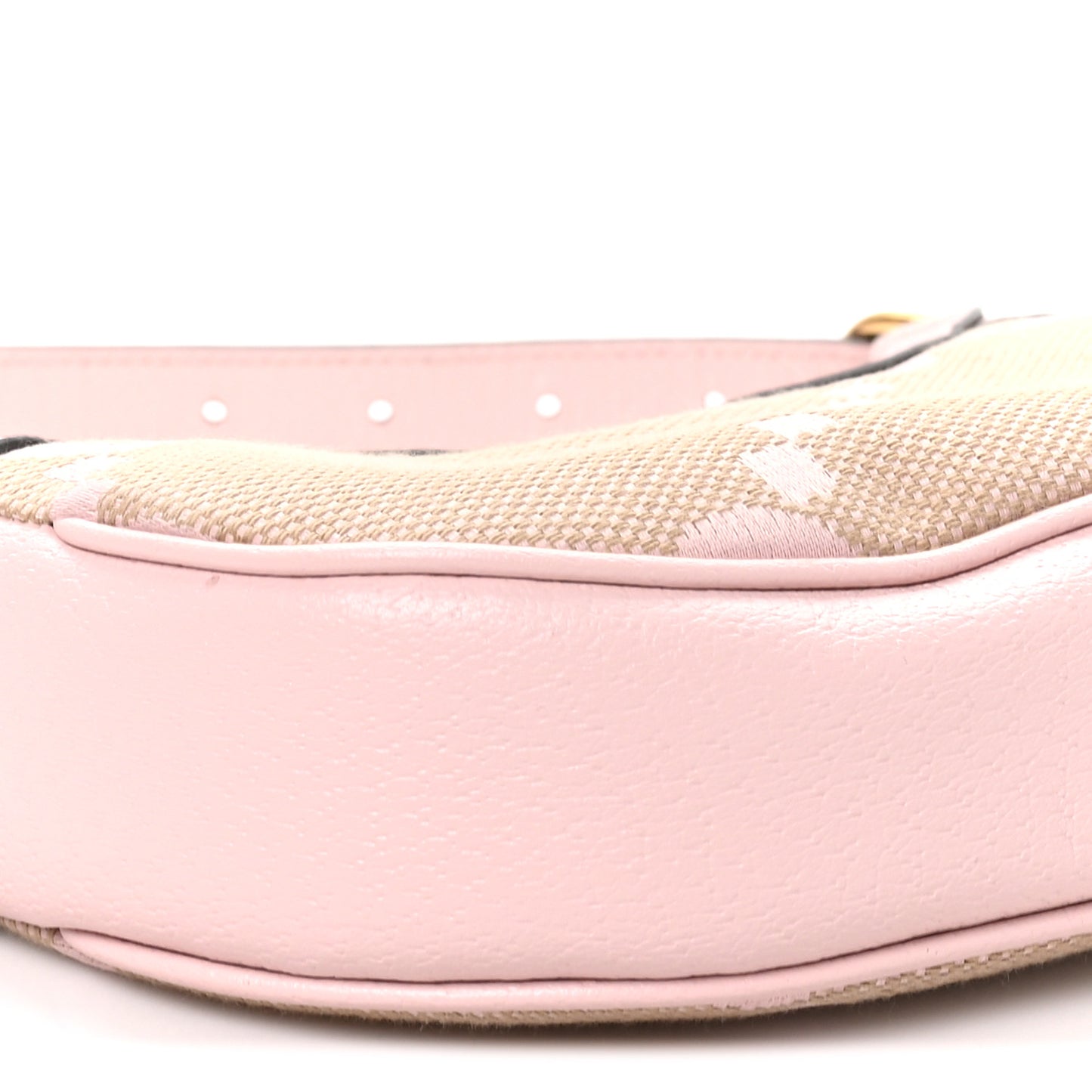 Monogram Jumbo GG Textured Dollar Calfskin Mini Ophidia Half Moon Hobo Beige Perfect Pink