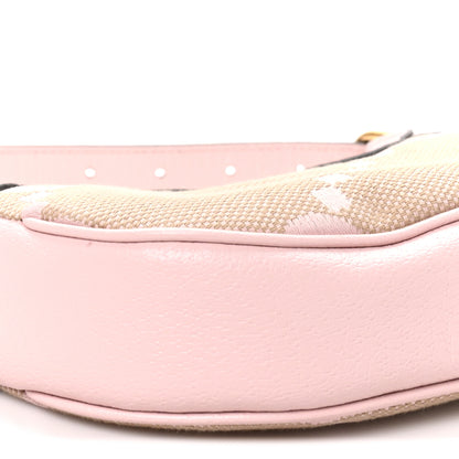 Gucci Monogram Jumbo GG Textured Dollar Calfskin Mini Ophidia Half Moon Hobo Beige Perfect Pink 8 of 9