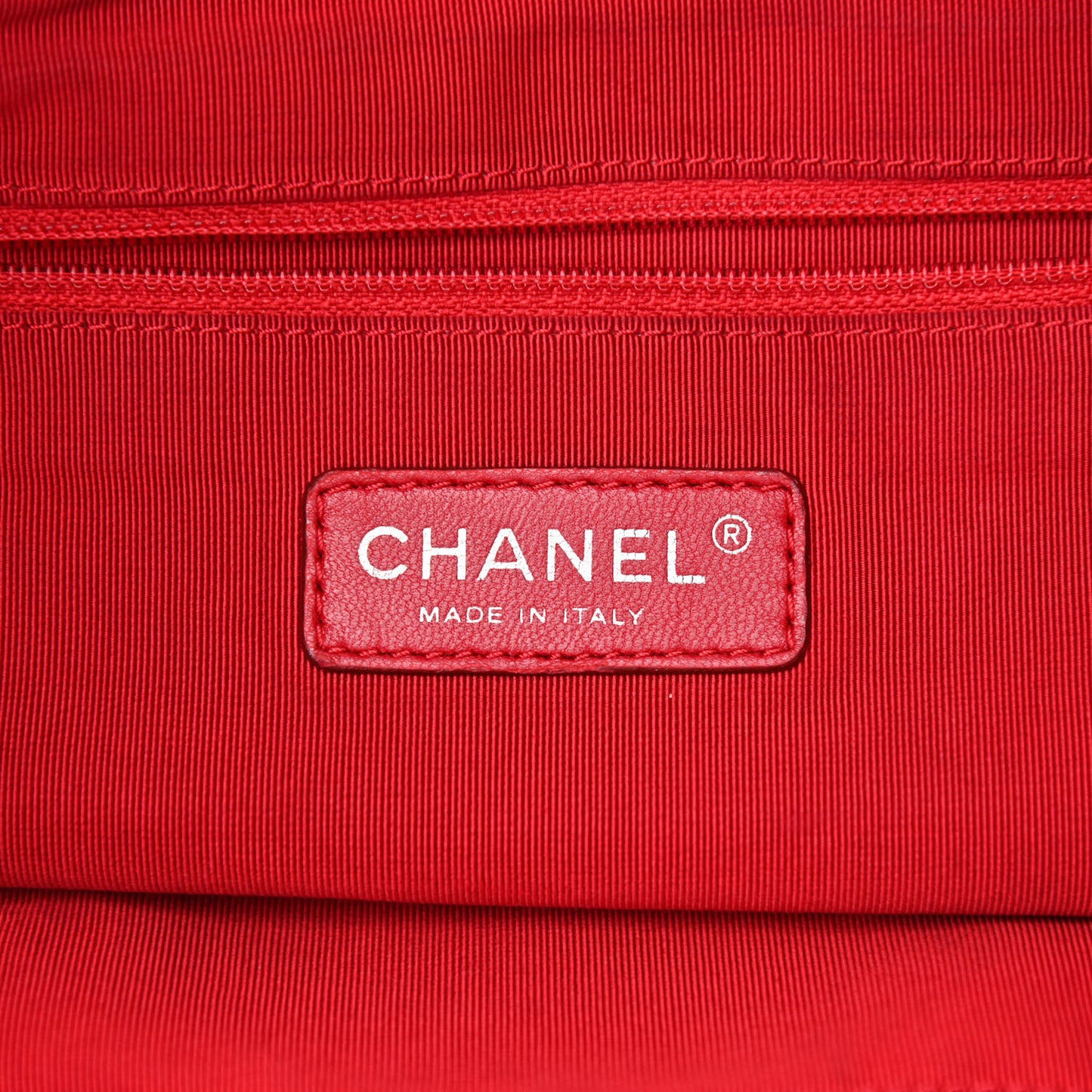 Striped Canvas Logo Tote Red