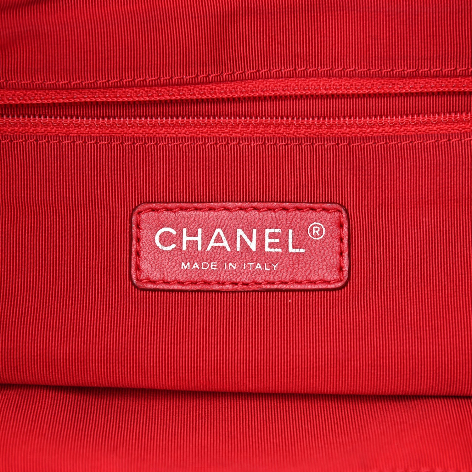 Chanel Striped Canvas Logo Tote Red 6 of 10