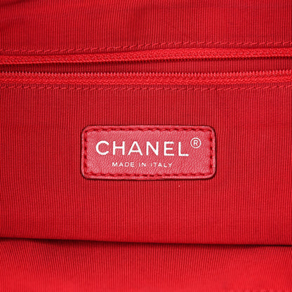 Chanel Striped Canvas Logo Tote Red 6 of 10