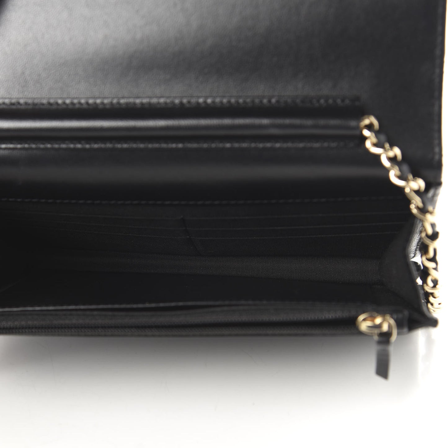 Calfskin Once Upon A Time Wallet on Chain WOC Black