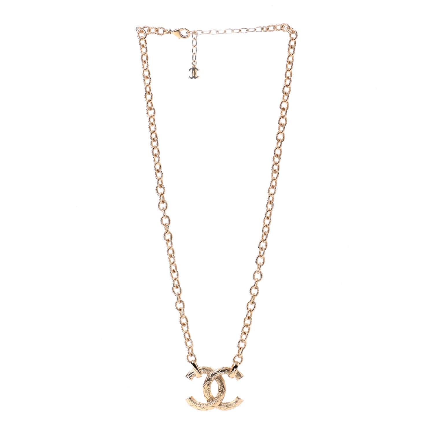 Chanel Metal Quilted CC Necklace Gold 3 of 6