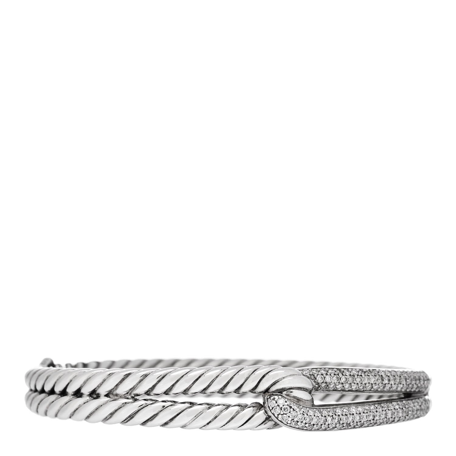 David Yurman Sterling Silver Diamond Pave 10mm Single Loop Labyrinth Bracelet 1 of 3