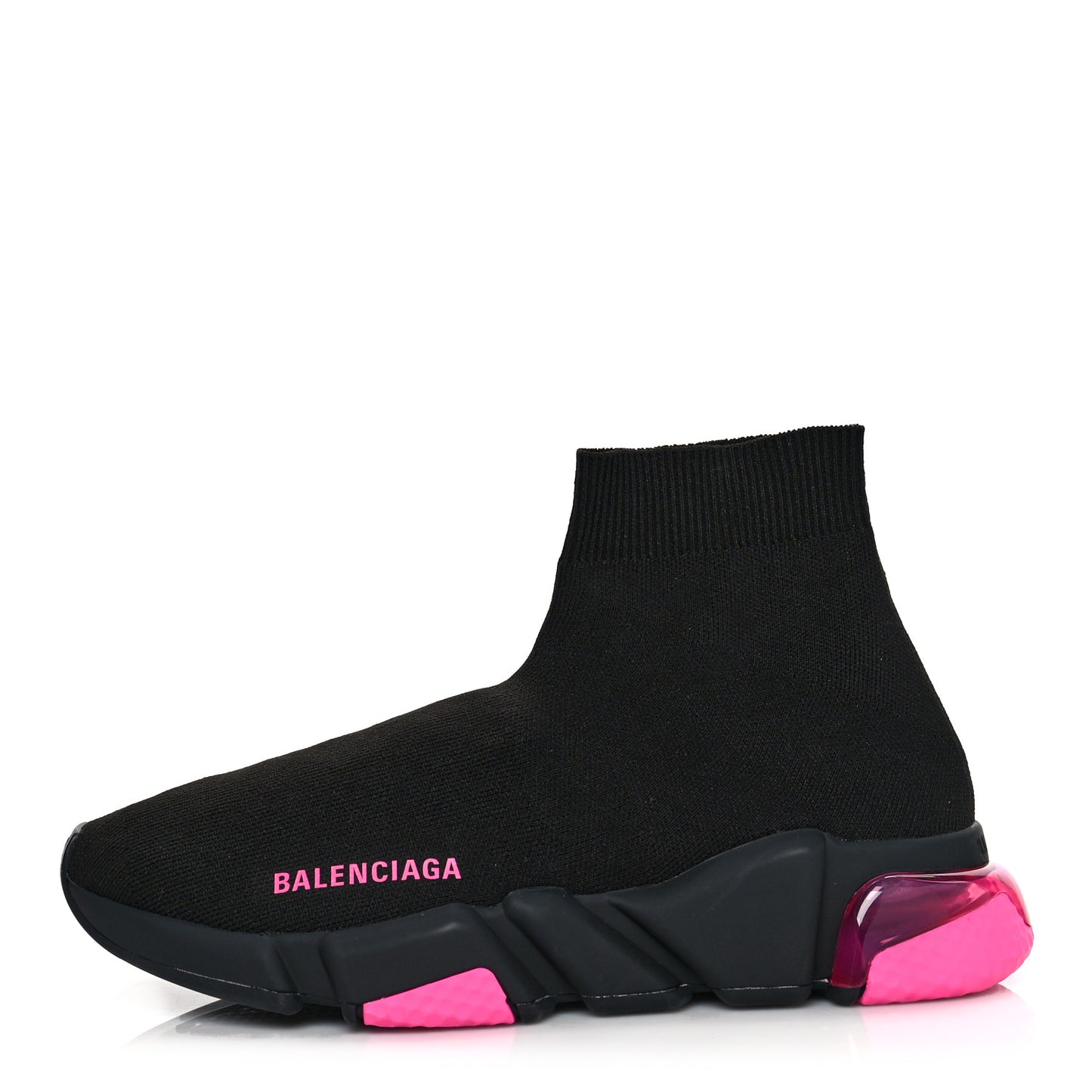 Neoprene Knit Womens Speed Clear Sole Sneakers 38 Black Pink Fluo