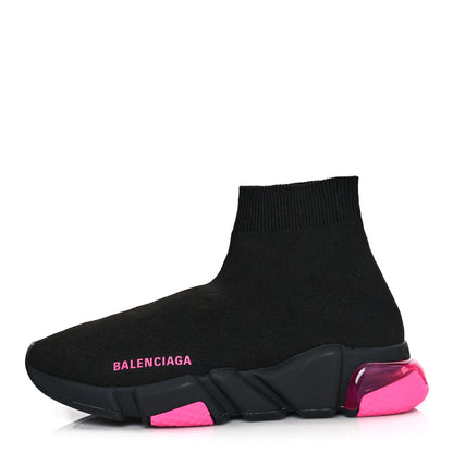Balenciaga Neoprene Knit Womens Speed Clear Sole Sneakers 38 Black Pink Fluo 1 of 7