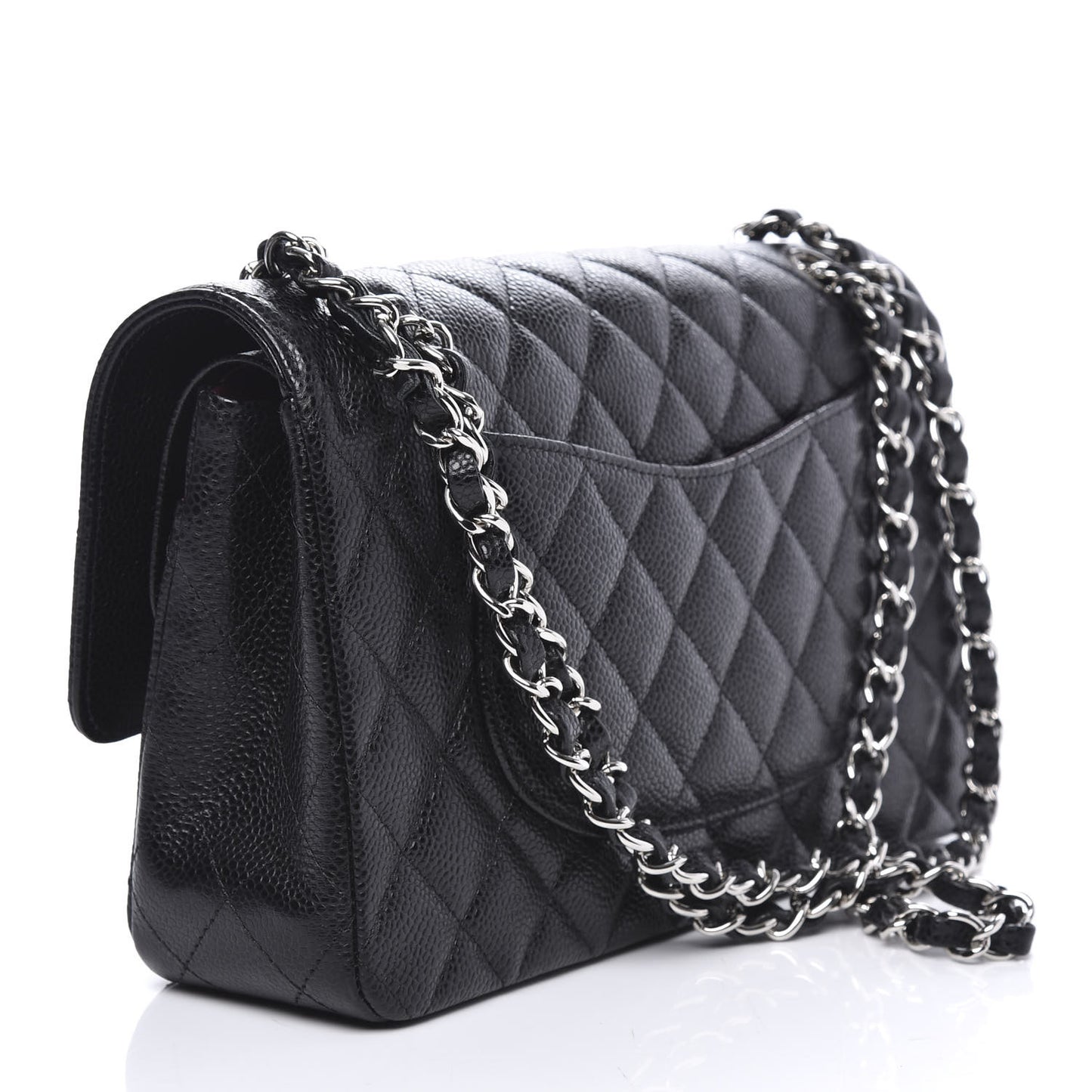 Caviar Quilted Medium Double Flap Black