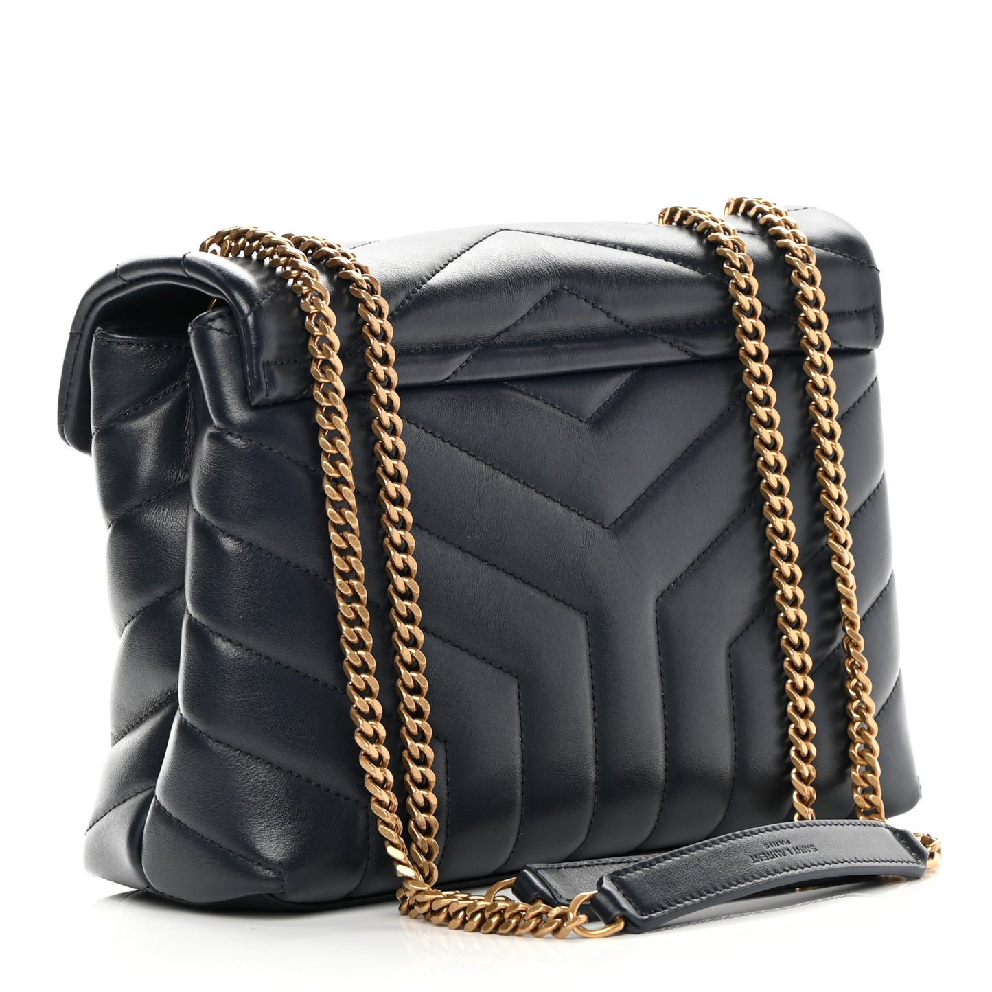 Calfskin Y Quilted Monogram Small Loulou Chain Satchel Deep Marine