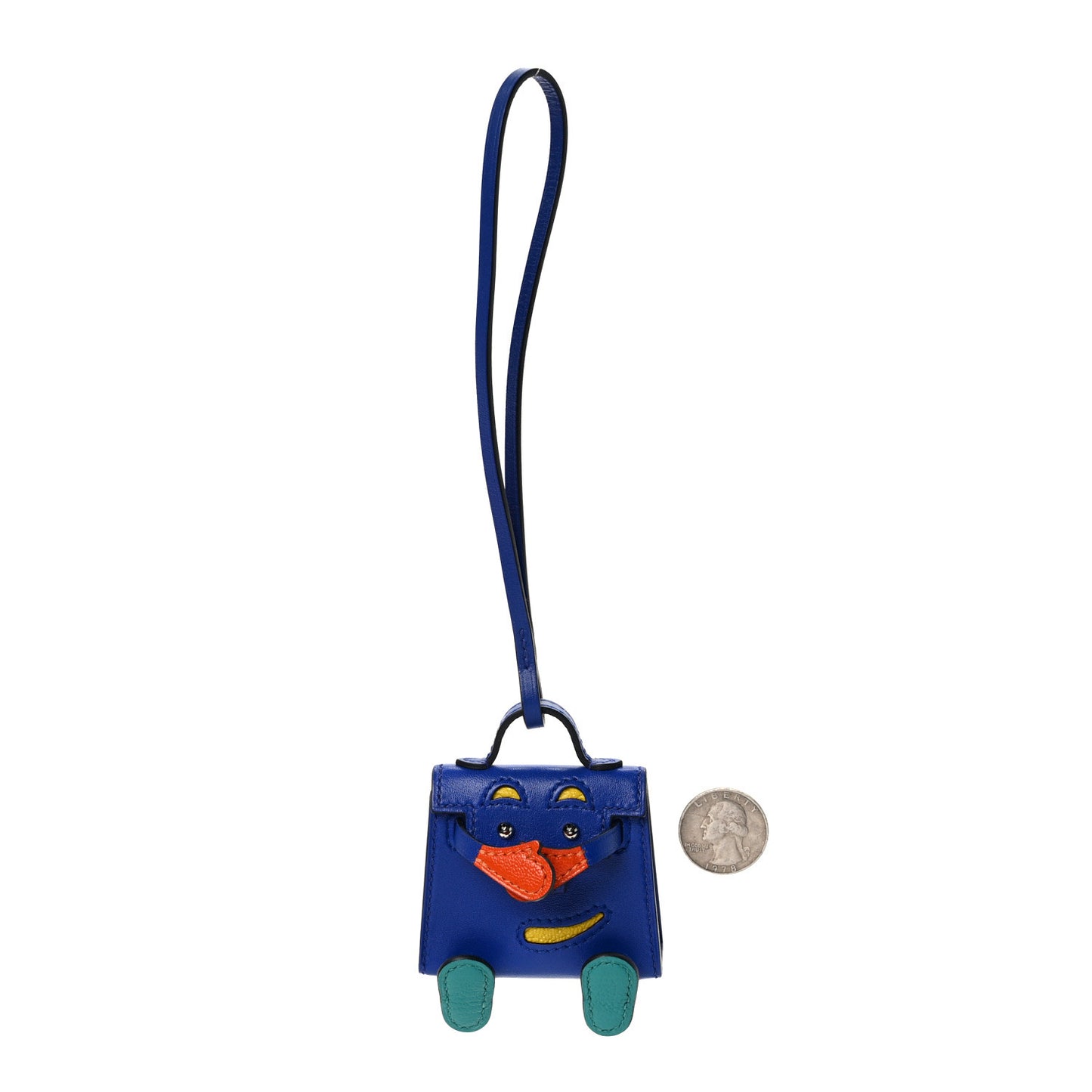 Tadelakt Chevre Mysore Kelly Quelle Idole Bag Charm Bleu Electrique Feu