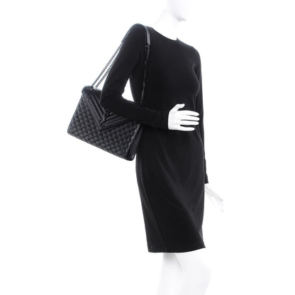 Saint Laurent Grain De Poudre Textured Mixed Matelasse Large Triquilt Monogram Monochrome Satchel Black 2 of 7