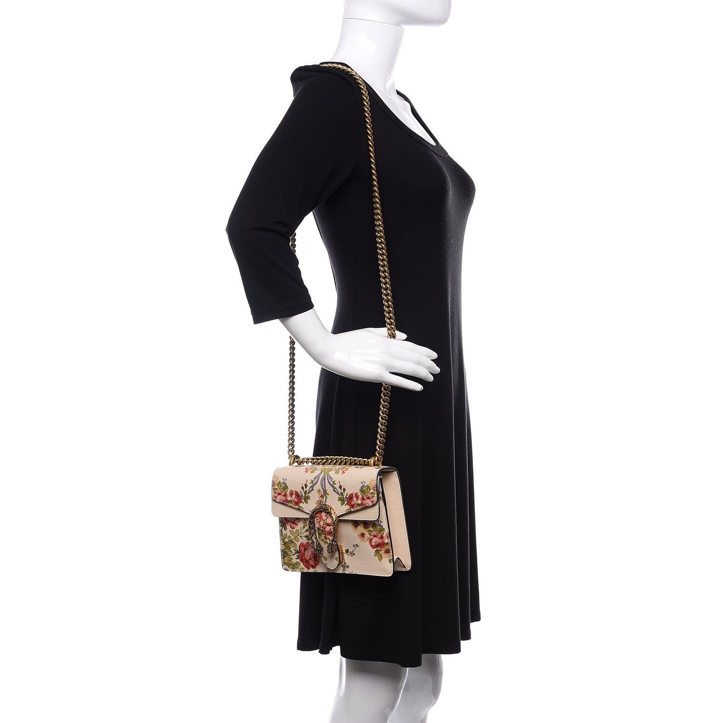 Calfskin Floral Mini Dionysus Shoulder Bag Beige