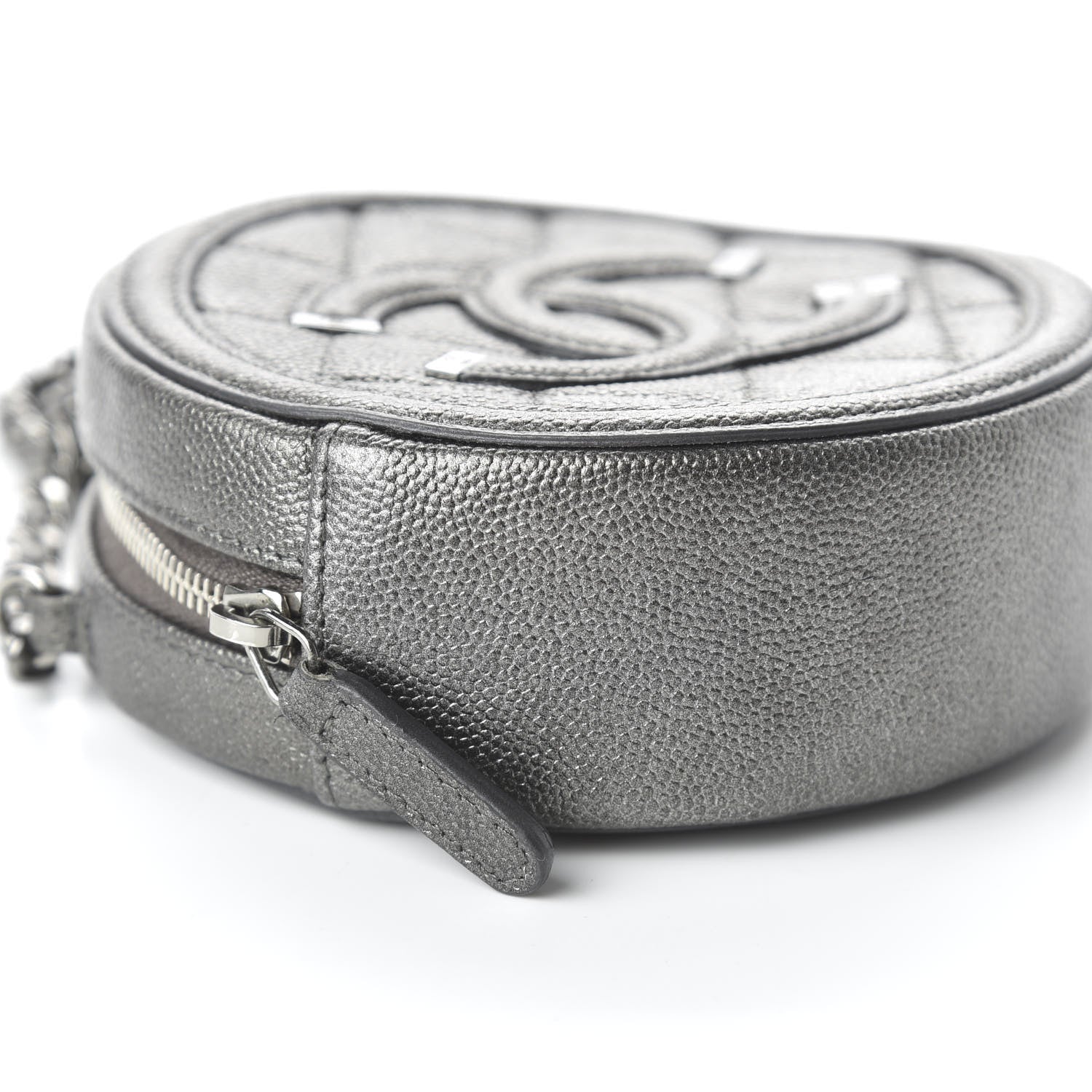 Chanel Metallic Caviar Quilted Round Filigree Crossbody Dark Silver 6 of 11