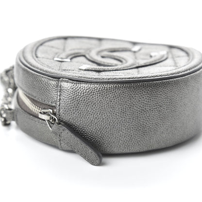 Chanel Metallic Caviar Quilted Round Filigree Crossbody Dark Silver 6 of 11