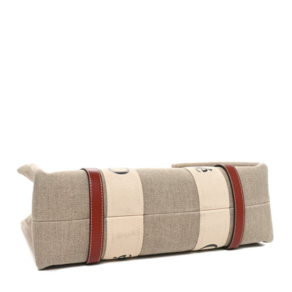 Chloe Linen Calfskin Medium Woody Ribbon Tote White Brown 4 of 10