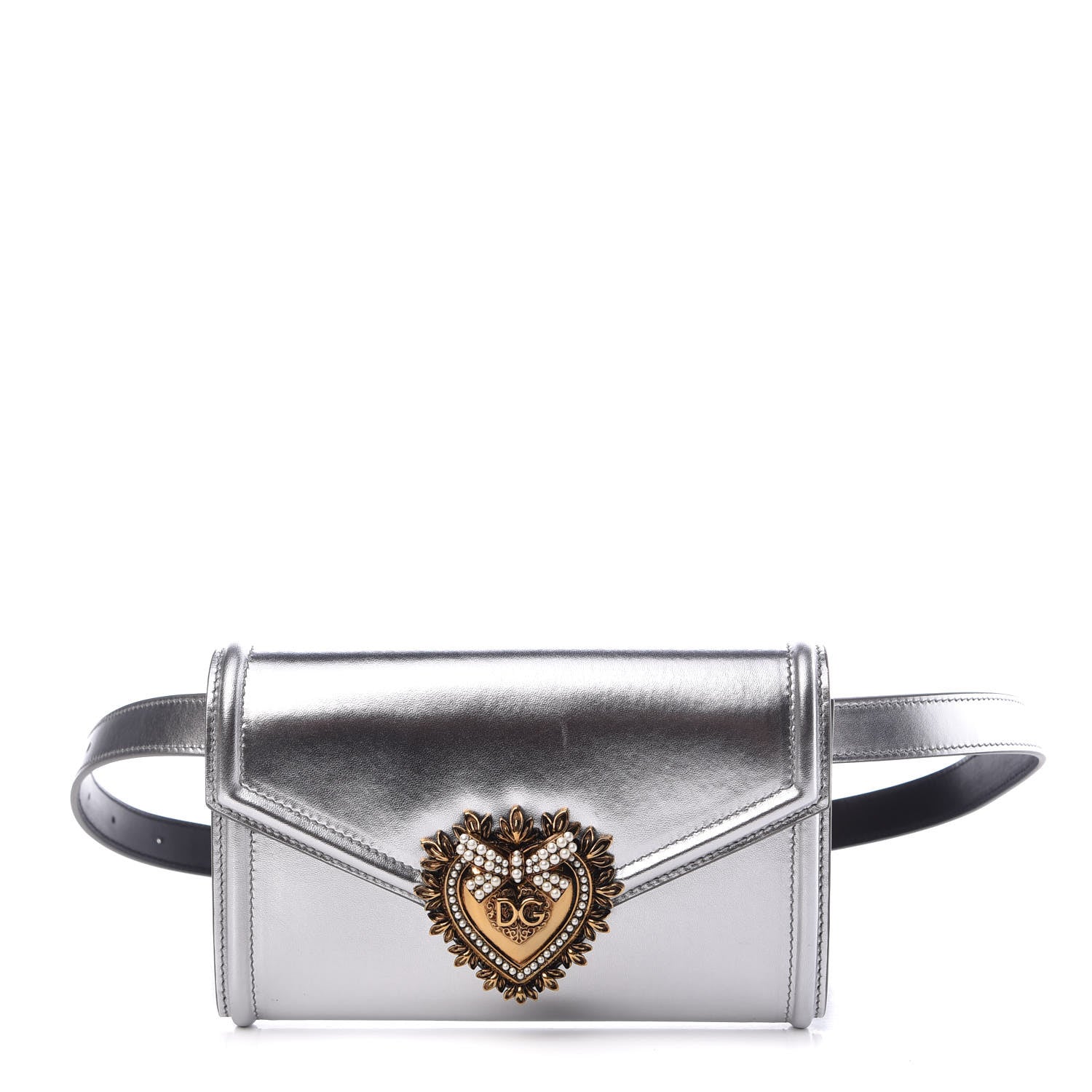 Dolce & Gabbana Metallic Agnello Vitello Devotion Belt Bag Silver 1 of 9