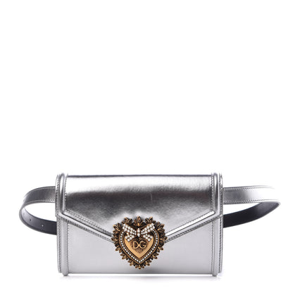 Dolce & Gabbana Metallic Agnello Vitello Devotion Belt Bag Silver 1 of 9
