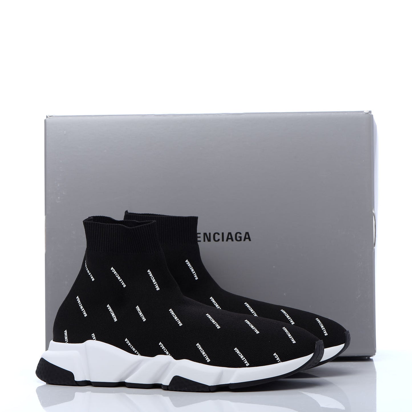 Neoprene Knit Allover Logo Bi-Color Sole Mens Speed Sneakers 42 Black White