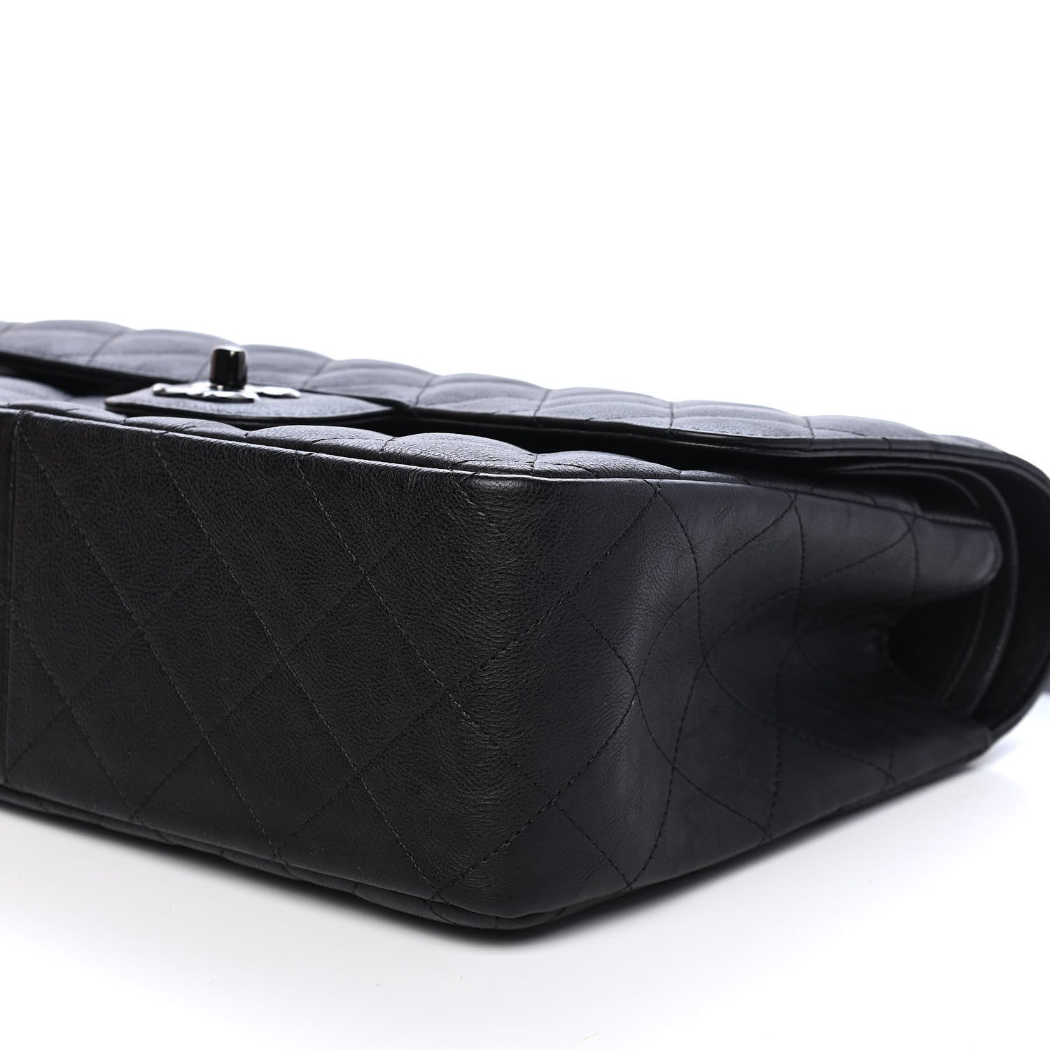 Chanel Crumpled Calfskin Quilted Jumbo Double Flap So Black 9 of 9