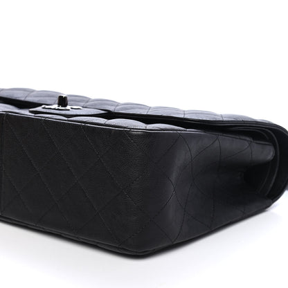 Chanel Crumpled Calfskin Quilted Jumbo Double Flap So Black 9 of 9