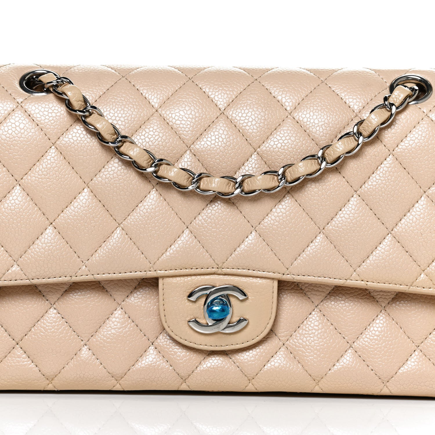 Chanel Caviar Quilted Medium Double Flap Beige 8 of 10