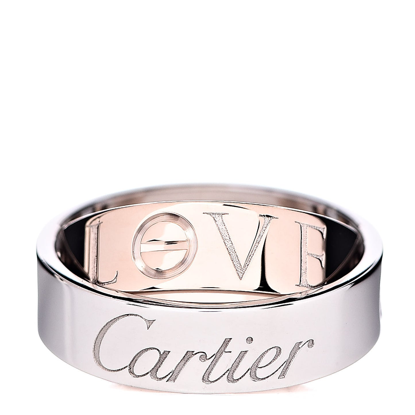 18K White Pink Gold 5.5mm Astro LOVE Ring 49 4.75