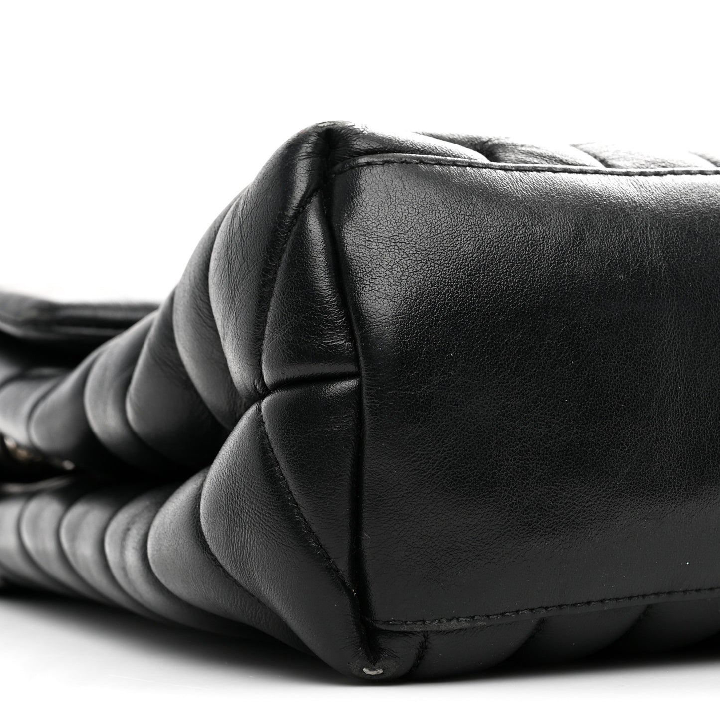 Calfskin Y Quilted Monogram Medium Loulou Chain Satchel Black