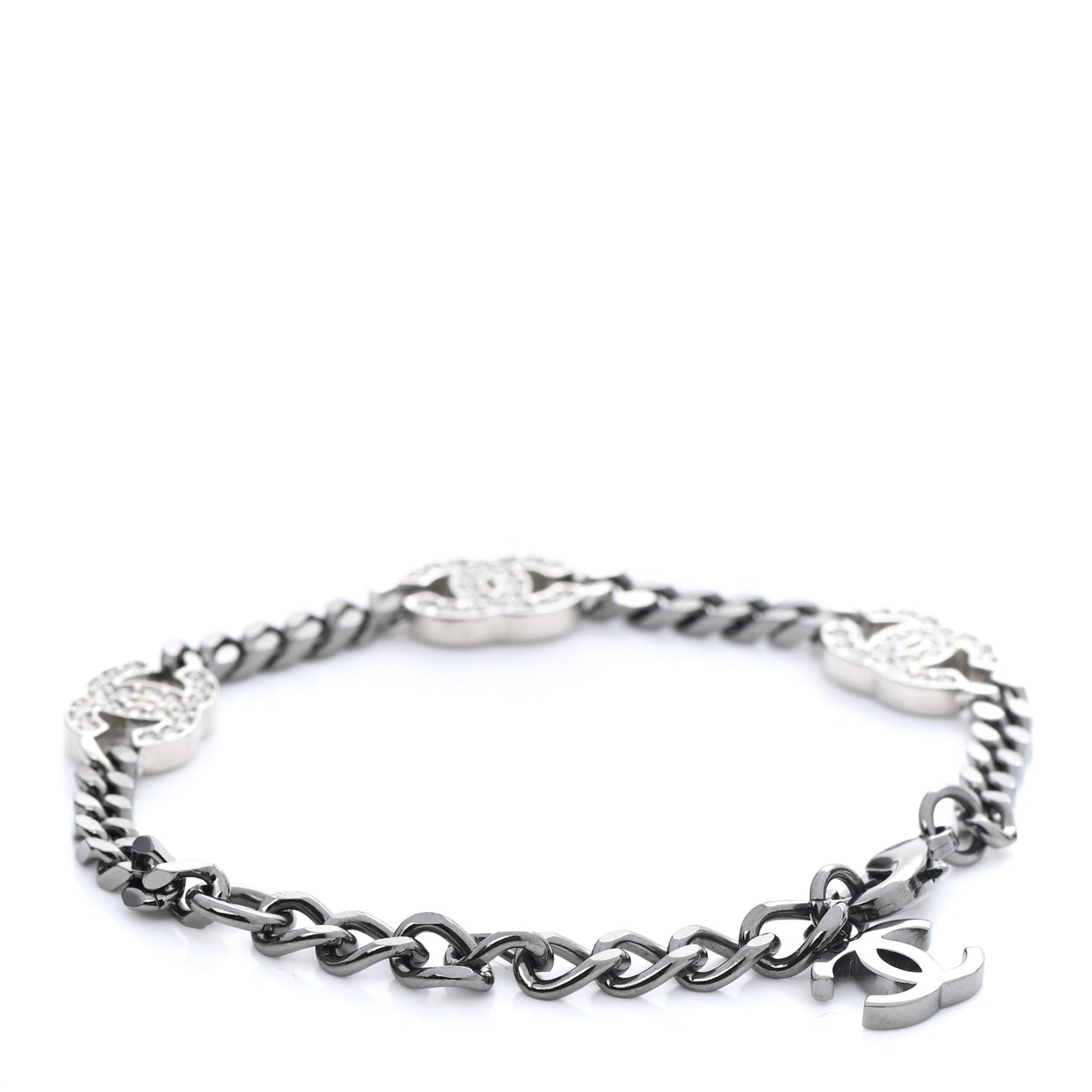 Crystal CC Chain Bracelet Silver