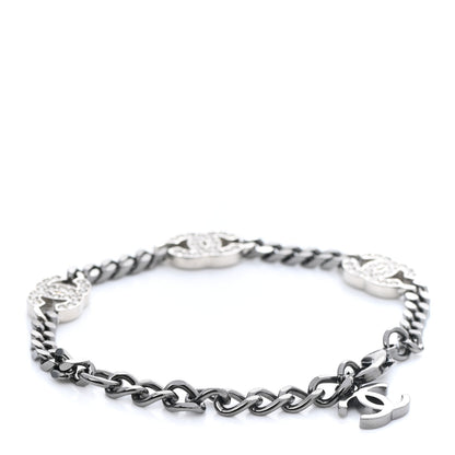 Chanel Crystal CC Chain Bracelet Silver 3 of 5